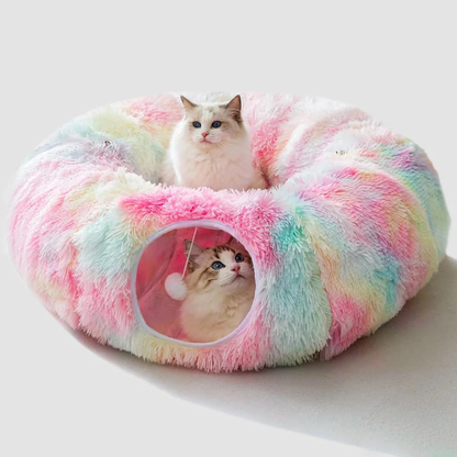 Plush Cat Bed with Tunnel