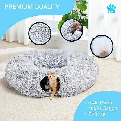 Plush Cat Bed with Tunnel